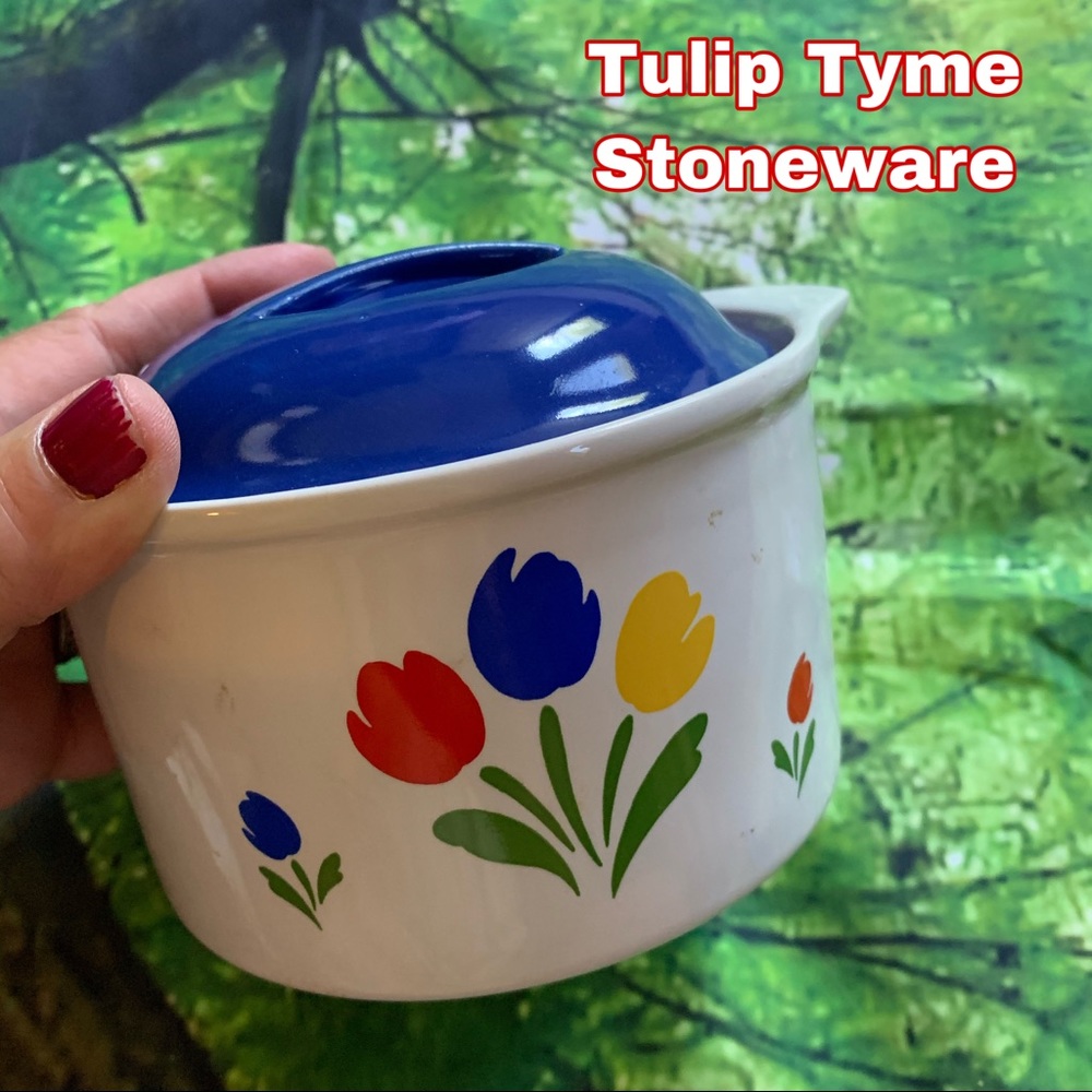 Tulip Tyme Stoneware Small Casserole Baking Dish